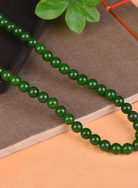 正品菠菜绿碧绿色真玉石项链气质妈妈款石英岩玉颈饰节日礼多规格