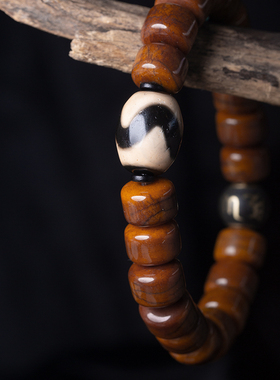 布达拉宫牛骨九眼西藏天珠手串闪电虎牙香灰念珠佛珠男女文玩手链