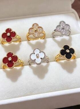 经典四叶草戒指18K玫瑰金女对戒