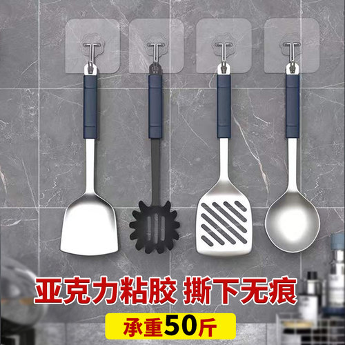 粘钩强力粘贴挂钩免打孔无痕承重粘胶透明厨房墙壁挂钩贴墙面浴室 - 图0