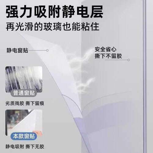磨砂玻璃贴纸窗户卫生间防窥透光不透明窗纸贴膜遮光隔热隐私静电 - 图0