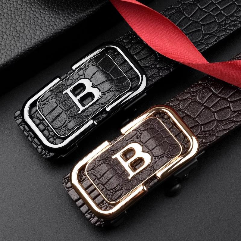 高档鳄鱼纹男士皮带送老公百搭商务腰带自动扣无牙内穿时尚裤腰带 - 图3