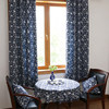 New Chinese style retro curtain door curtain polyester cotton blue printed fabric ethnic style home fabric living room bedroom curtain fabric