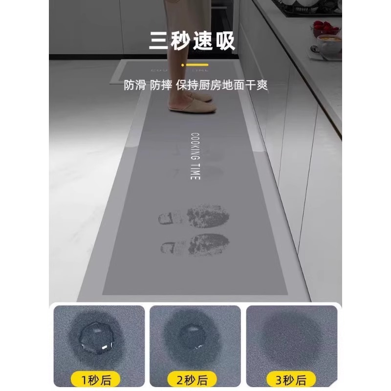 硅藻泥厨房地垫防滑防油吸水垫可擦免洗门口耐脏脚垫防水满铺地毯 - 图1