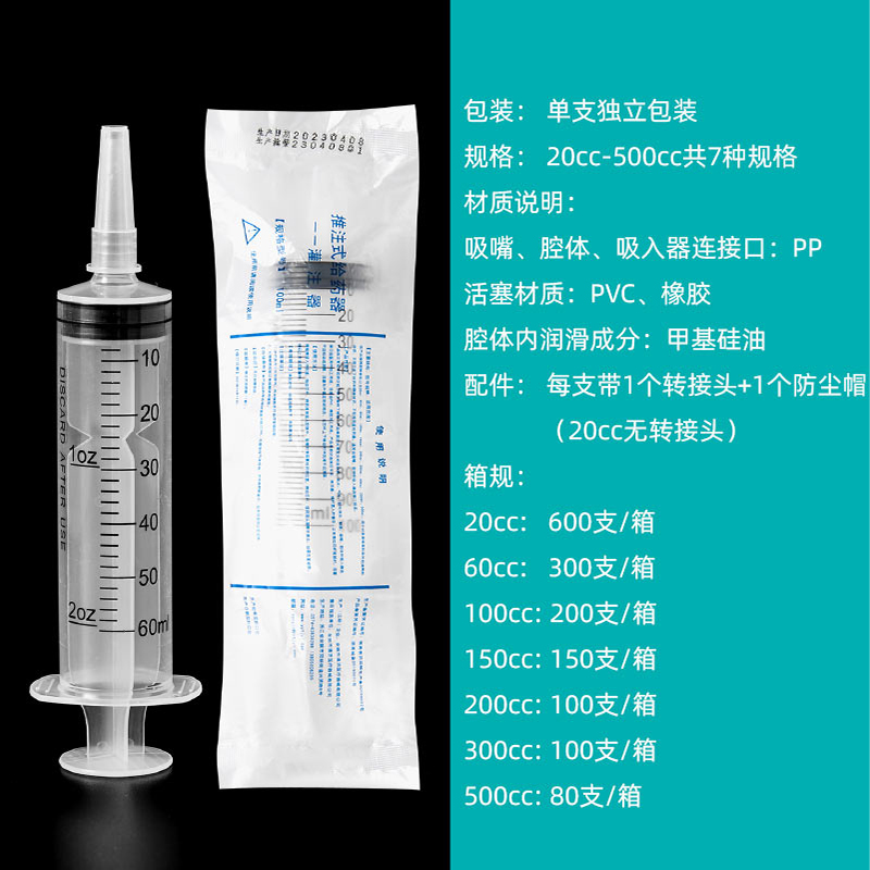 针筒针管注射大号大容量一次性医用灌肠鼻饲喂食器流食助推器给药-图2