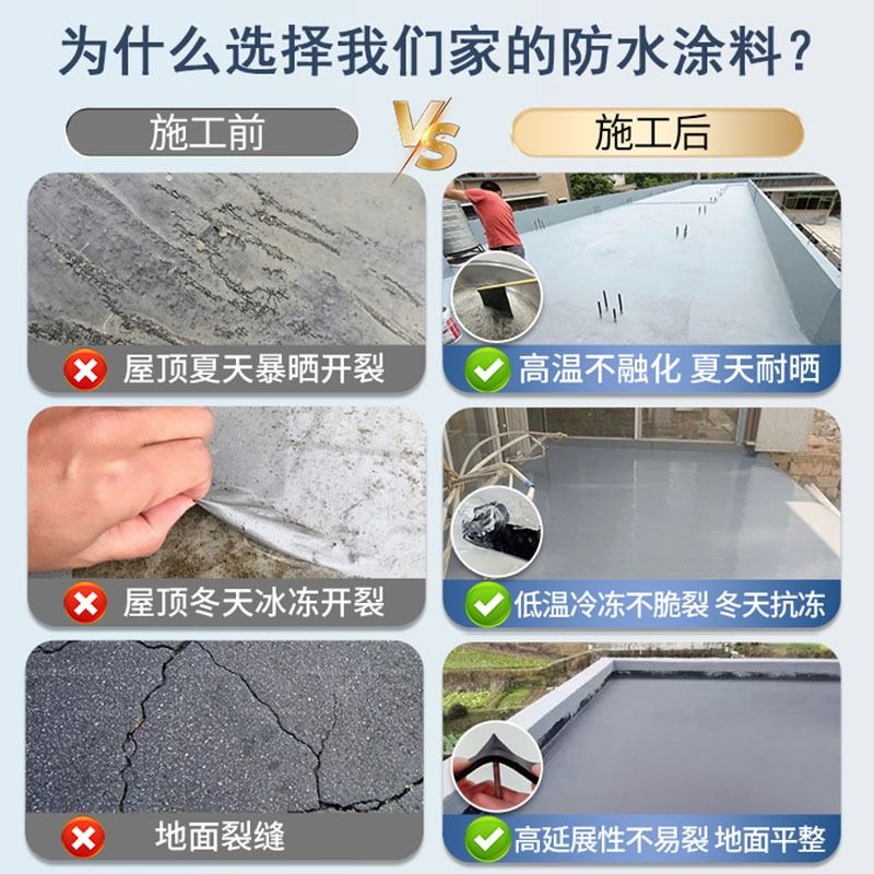 屋顶防水补漏涂料楼房顶裂缝阳台外墙漏水聚氨酯液体卷材堵漏王胶