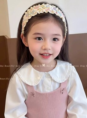 儿童碎花宽边魔术贴头发贴女童前额刘海碎发整理神器发带头箍发卡