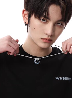 莫比乌斯环钛钢项链男长款毛衣链