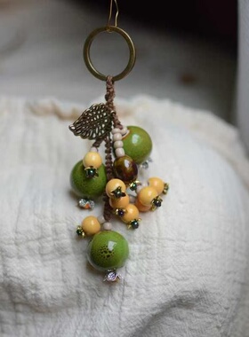 青石榴森系串珠原创设计手作编织钥匙扣包包挂件闺蜜好礼木子古月