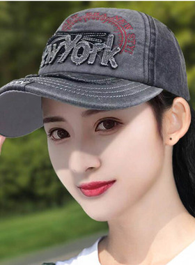 帽子女洋气棒球帽户外显脸小鸭舌帽新款防晒遮阳帽四季红色黑色