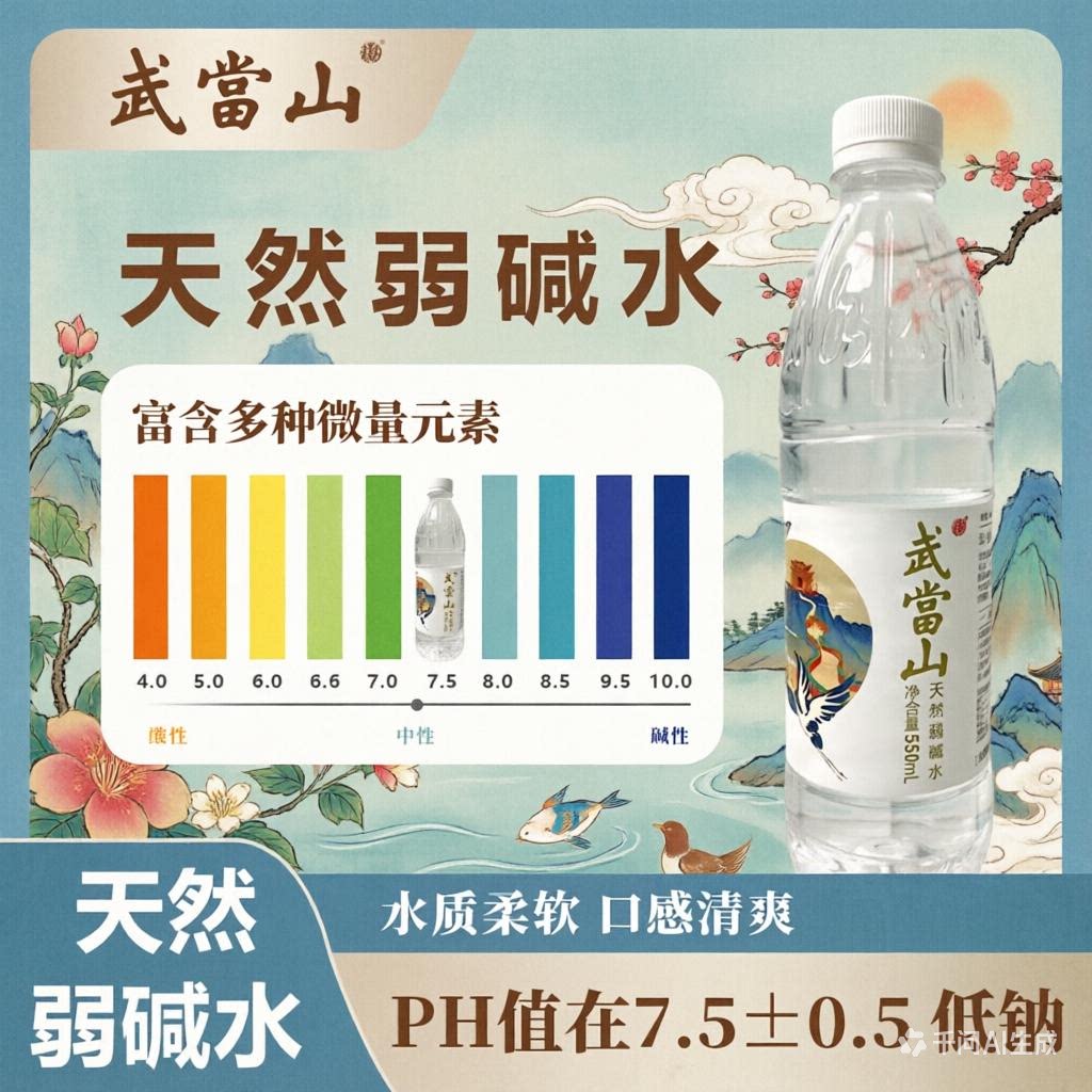 武当山天然弱碱水整箱装多种规格饮用水山水水源长期碱性纯净