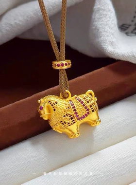 沙金旋转马上有钱生肖马挂坠项链