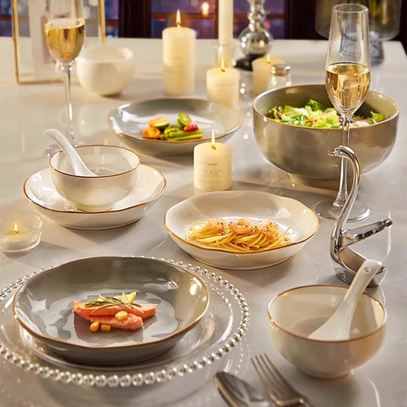 釉下彩陶瓷饭碗家用高颜值新款吃饭碗米饭碗盘子碗碟餐具组合