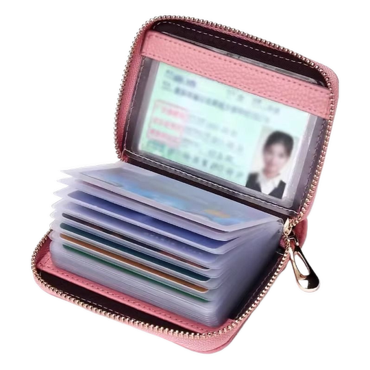 Genuine soft leather multifunctional antimagnetic card holder for men and women