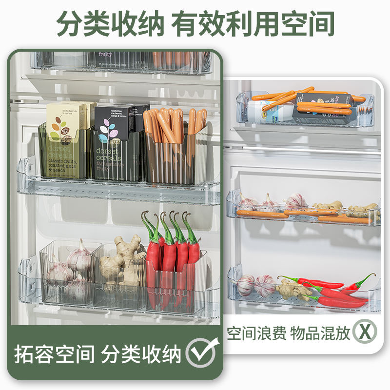 冰箱侧门收纳盒食品级保鲜厨房鸡蛋葱姜蒜分装整理神器置物架分隔 - 图1