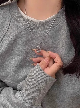 镂空水滴吊坠项链女钛钢不掉色冷淡风气质毛衣链极简个性小众配饰