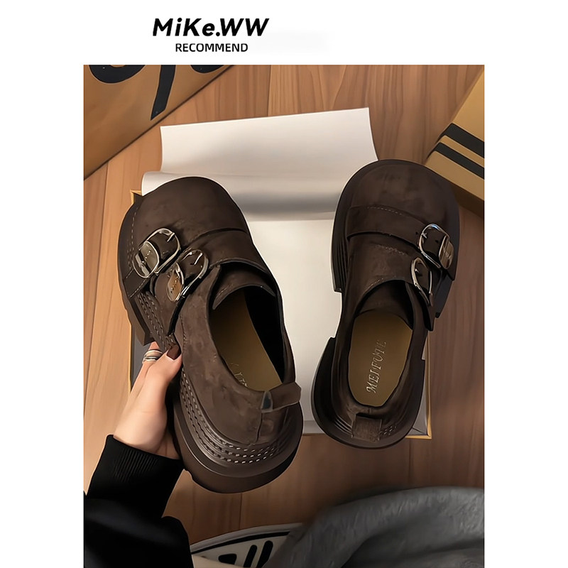 复古英伦风松糕厚底大头小皮鞋女2025春秋新款百搭棕色jk增高单鞋,淘宝优惠券,粉丝福利购,淘宝优惠卷