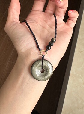 天然金曜石白玛瑙平安扣项链