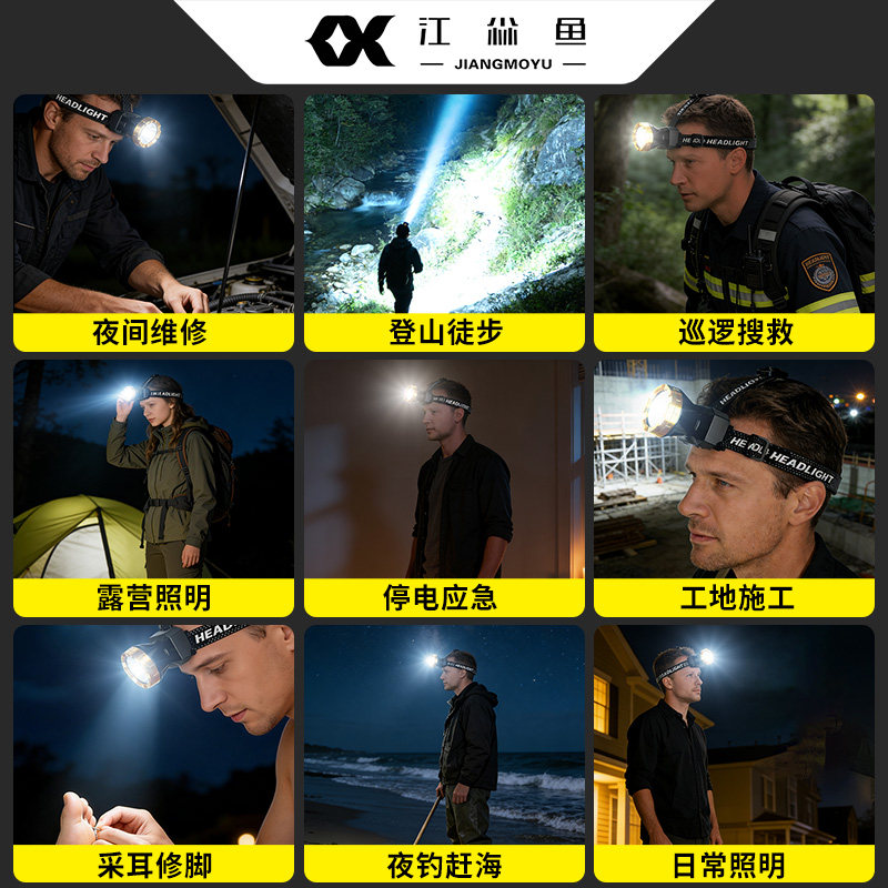 Head-mounted bright headlamp with long battery life