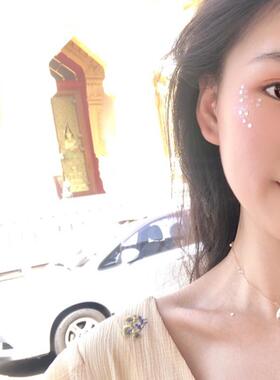 浮漾高品质原创设计美国14k包金夏夜星空水晶锁骨颈链项链女