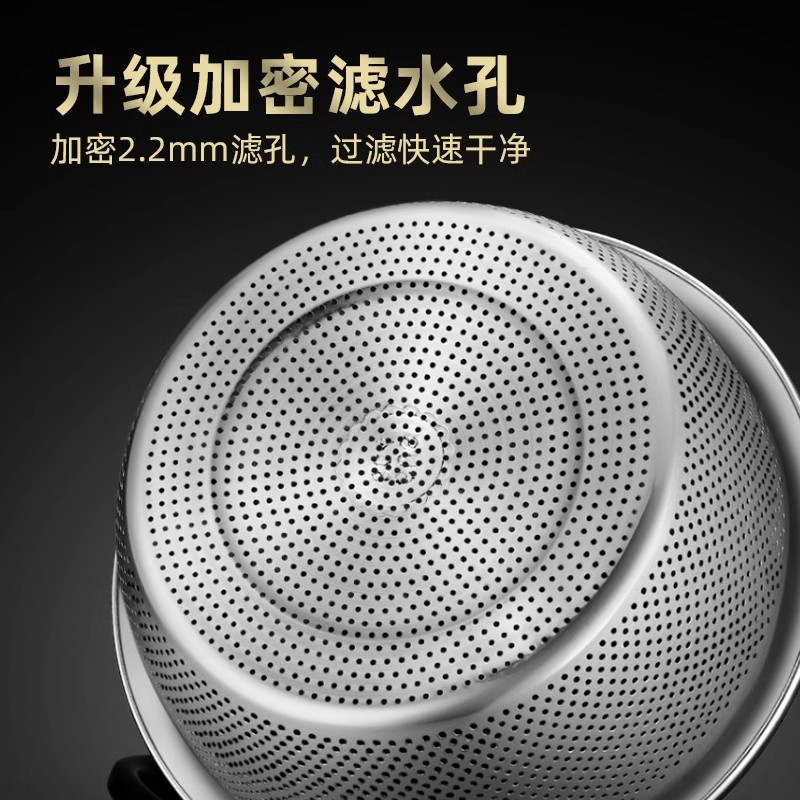 食品级不锈钢盆加厚沥水盆洗菜盆淘米漏盆水果篮汤盆厨房和面盆子 - 图1