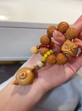 新款猴头指捻搭配醒狮芭比檀把把壶菩提手捻指捻小串手持手捻