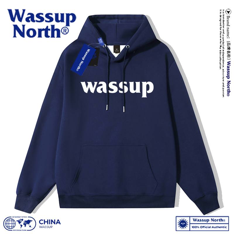 wassupnorth春秋季美式卫衣连帽宽松小众上衣线上2024年带帽春天 - 图0