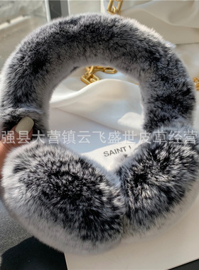 冬季真獭兔毛耳捂女耳套子耳罩毛绒可爱时尚耳包耳暖护耳折叠