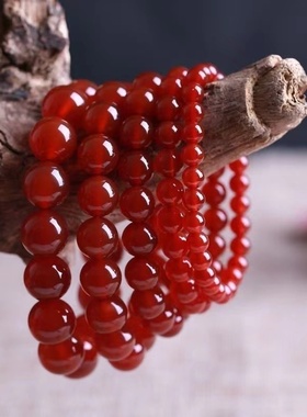 手串天然红玛瑙7A级巴西