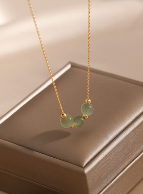S925纯银三生三世和田玉项链女简约轻奢高级感锁骨链热销配饰