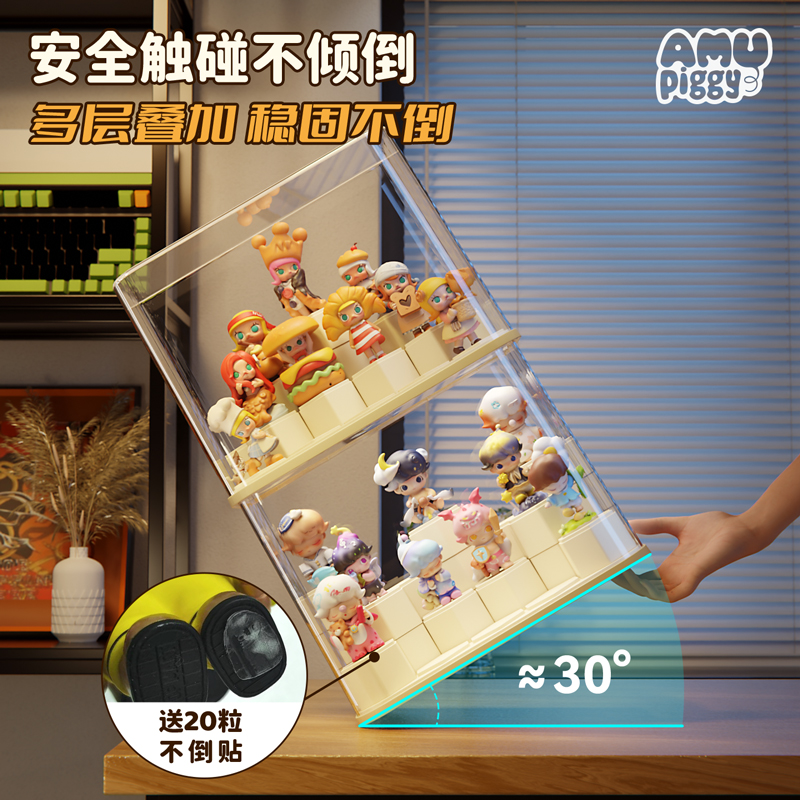 盲盒展示架收纳亚克力盒手办柜适用泡泡玛特防尘透明娃娃架子积木 - 图2