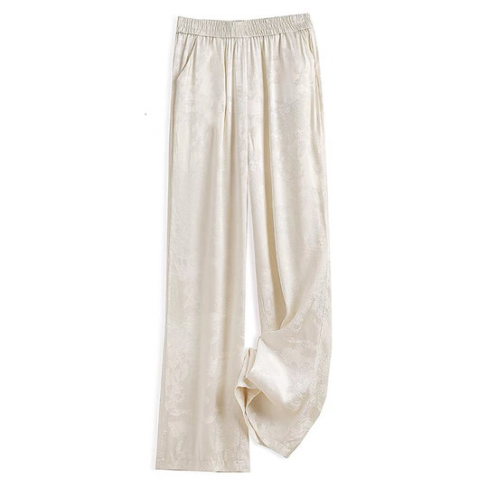 New Chinese style acetate satin white pants for women's pants