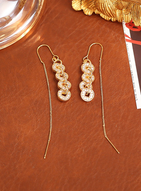 爆款五帝钱多多项链新中式高级感时尚精致好运锁骨链女中国风耳环