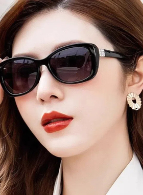 白色墨镜女2026新款高级感偏光太阳镜小框潮可配近视遮阳时尚圆脸