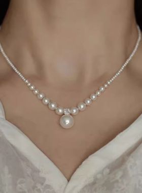 施家珍珠澳白珠光时尚饰品项链女正圆无暇高级送妈妈婆婆节日礼物