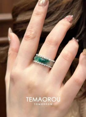 一款两戴~新中式绿色指环大气食指戒高端时尚高级戒指国风精致