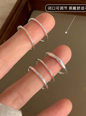 925纯银素圈戒指情侣指环对戒