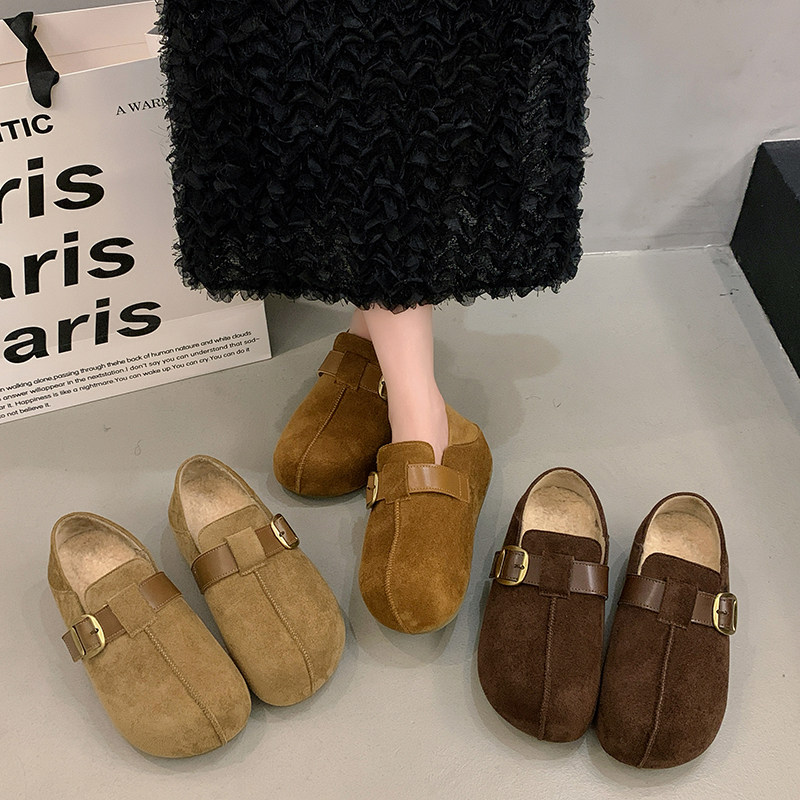 两穿勃肯鞋女冬季加绒大头丑萌保暖棉鞋2025新款内增高乐福鞋毛绒,淘宝优惠券,粉丝福利购,淘宝优惠卷