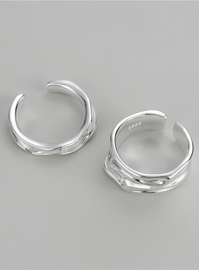 925银韩版质感流线不规则溪流纹理戒指INS风简约时尚个性博主指环