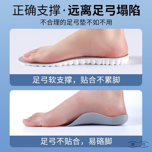 足弓支撑鞋垫男款久站不累加厚踩屎感女超软运动减震防痛专用除臭 - 图1