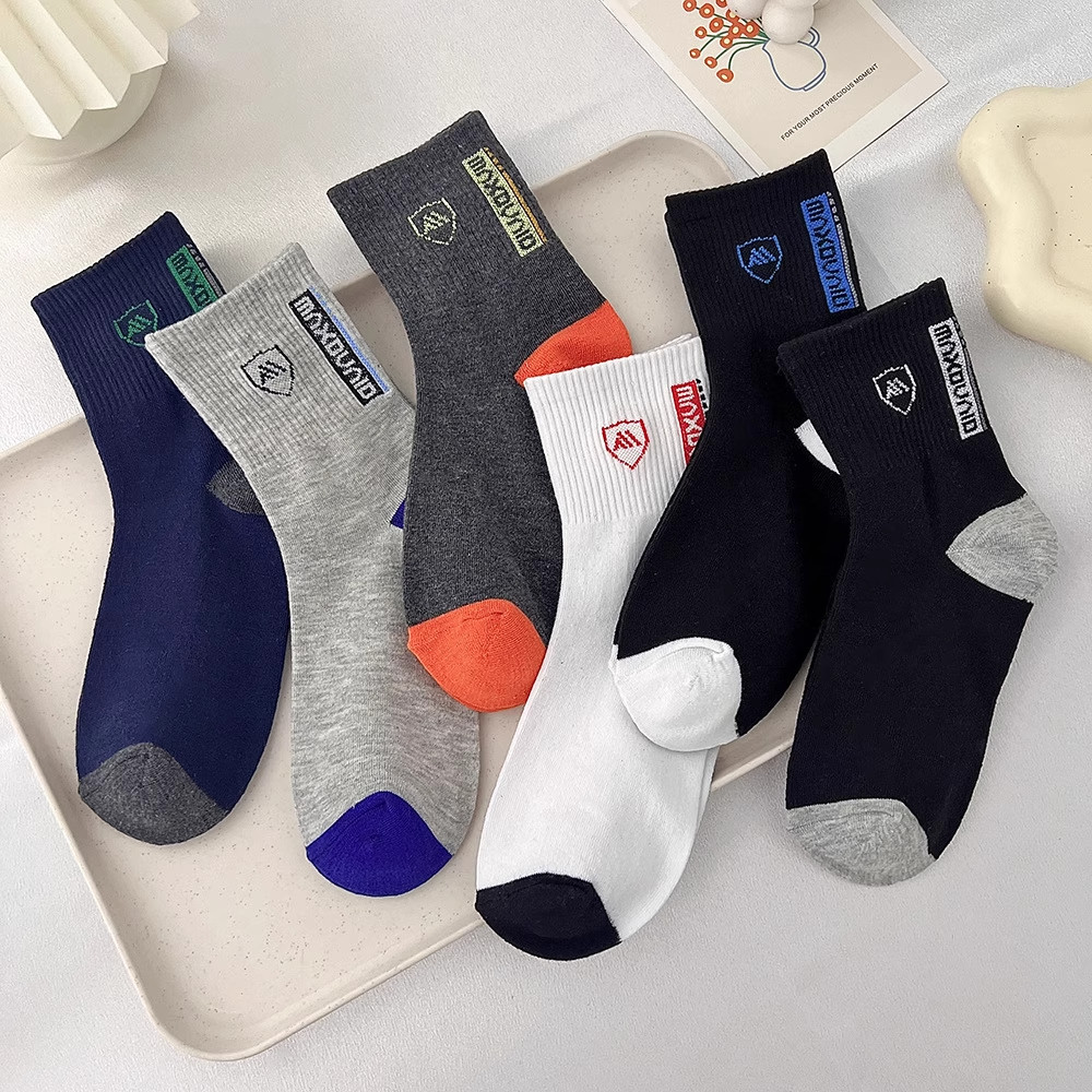 四季男士中筒棉袜 春秋款袜子运动防臭男袜盾牌款 4双装起多规格,淘宝优惠券,粉丝福利购,淘宝优惠卷