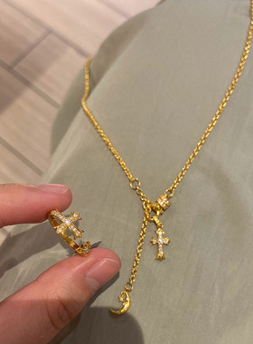 十字流苏高级感清新立体项链饰品