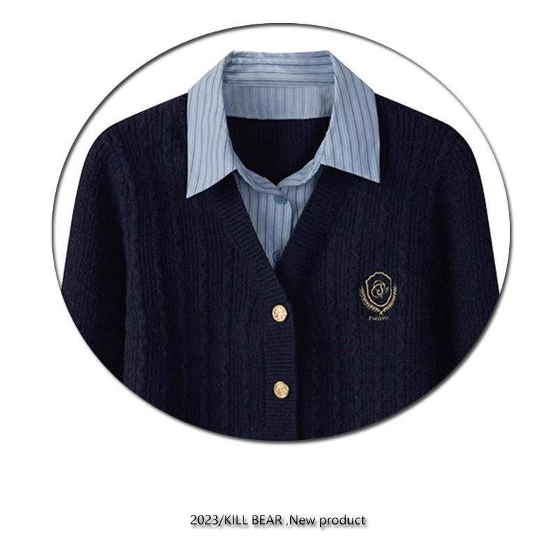 学院风polo领假两件针织毛衣女2025秋冬大码内搭新款英伦上衣,淘宝优惠券,粉丝福利购,淘宝优惠卷