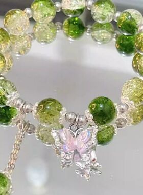 碎花手链ins小众琉璃手串送闺蜜学生党高颜值礼物儿童女猫眼石