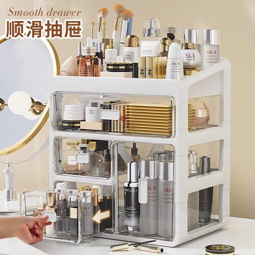 化妆品收纳盒梳妆台置物架桌面高级感卫生间洗漱台整理柜抽屉多层 - 图2