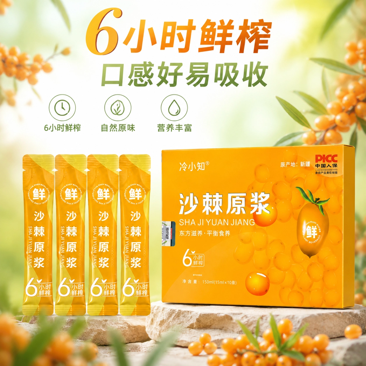 下拉9.7！新疆鲜榨沙棘原浆50包