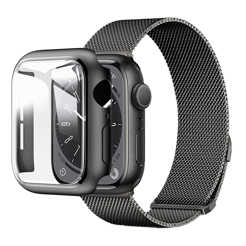 适用苹果手表保护壳iwatchs9保护套applewatch壳膜一体s8代7/6钢化膜Ultra新款se2全覆盖5超薄表壳41mm45表带-图3