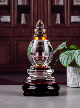 高档大号白水晶舍利塔密封透明水晶菩提塔家用佛堂佛塔宝塔家摆件