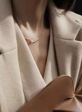 《水中捞月》天然珍珠项链s925纯银筷子锁骨微笑链女轻奢小众珠宝