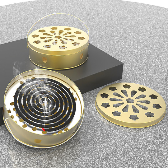 不锈钢防火防烫家用蚊香盘托盘支架带盖接灰盘户外蚊香盒创意香炉